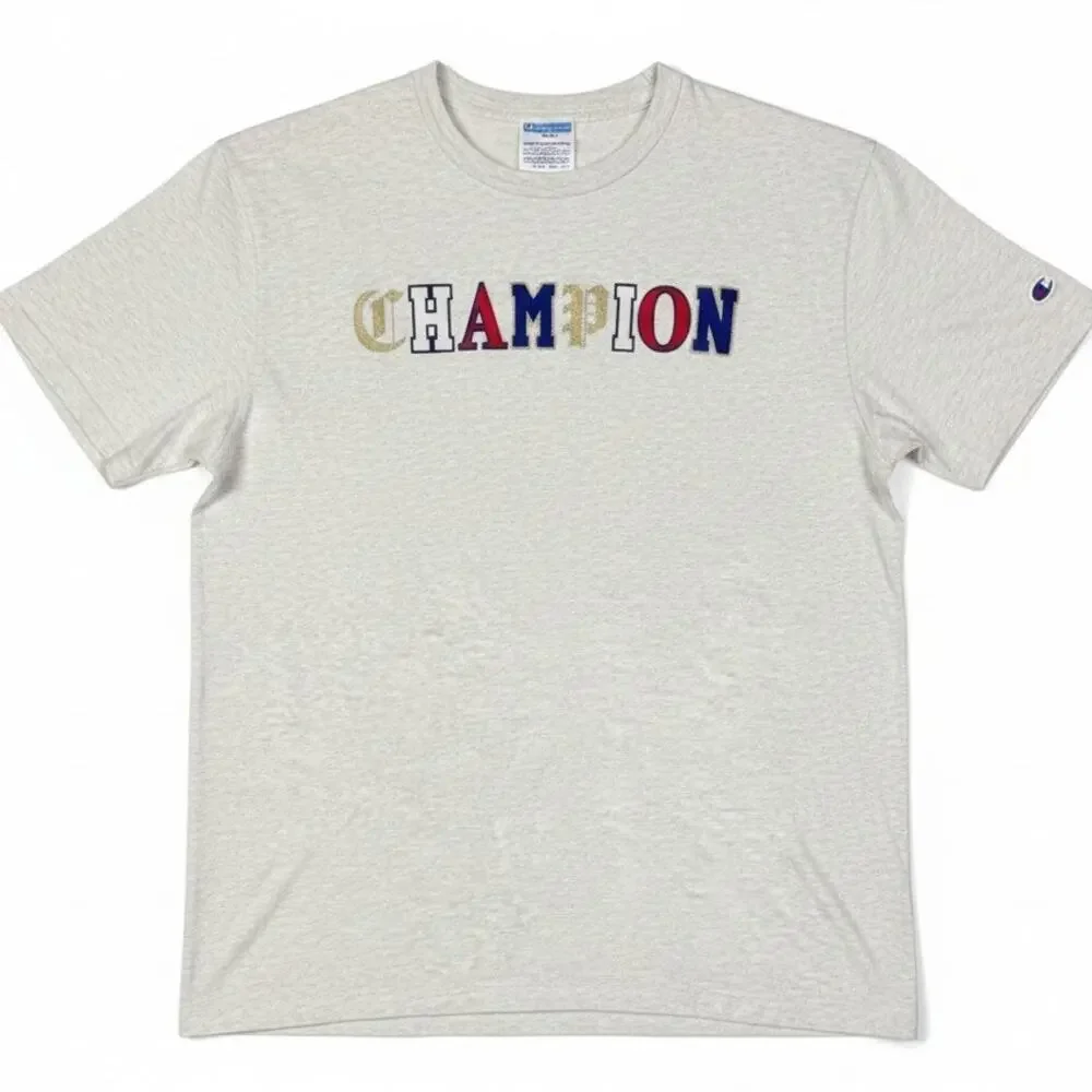 Champion Retro 90s Old English Metallic Logo Men's Large Light Gray T-Shirt - Picture 1 of 5